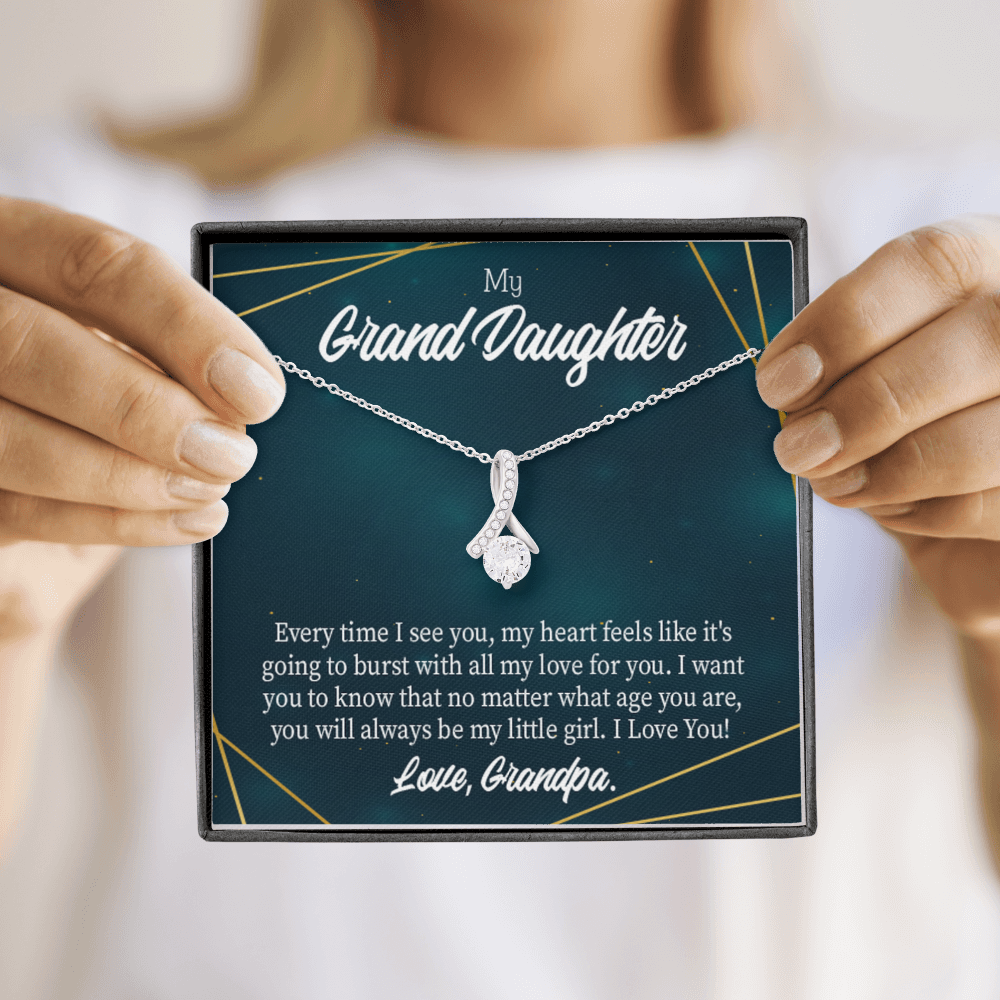 To My Granddaughter My Little Girl Alluring Ribbon Necklace Message Card-Express Your Love Gifts