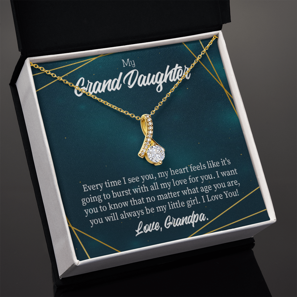 To My Granddaughter My Little Girl Alluring Ribbon Necklace Message Card-Express Your Love Gifts