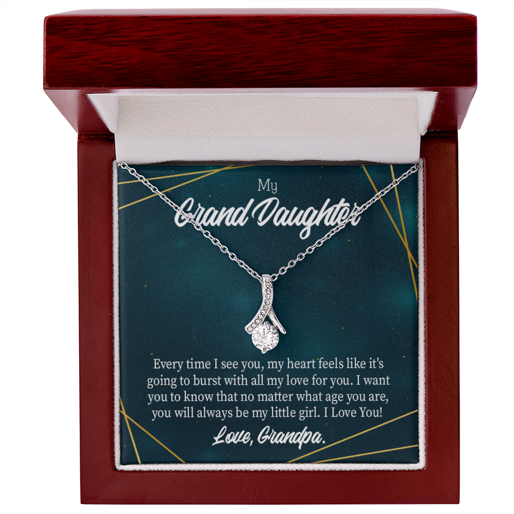 To My Granddaughter My Little Girl Alluring Ribbon Necklace Message Card-Express Your Love Gifts