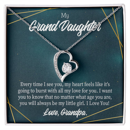 To My Granddaughter My Little Girl Forever Necklace w Message Card-Express Your Love Gifts