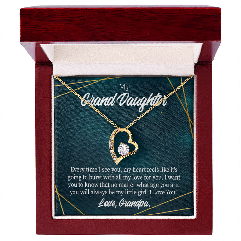 To My Granddaughter My Little Girl Forever Necklace w Message Card-Express Your Love Gifts