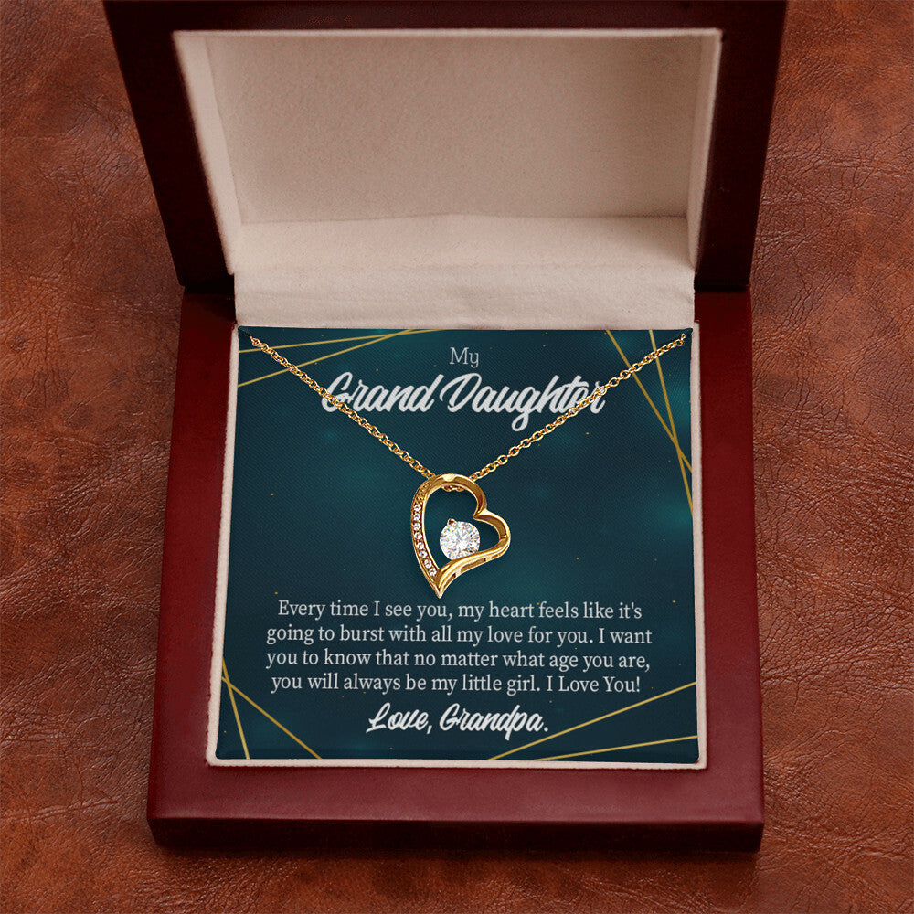 To My Granddaughter My Little Girl Forever Necklace w Message Card-Express Your Love Gifts
