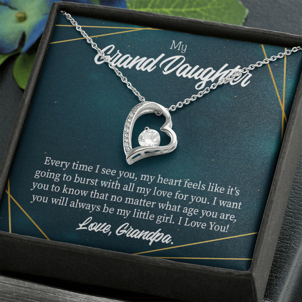 To My Granddaughter My Little Girl Forever Necklace w Message Card-Express Your Love Gifts