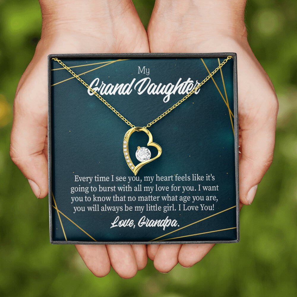 To My Granddaughter My Little Girl Forever Necklace w Message Card-Express Your Love Gifts