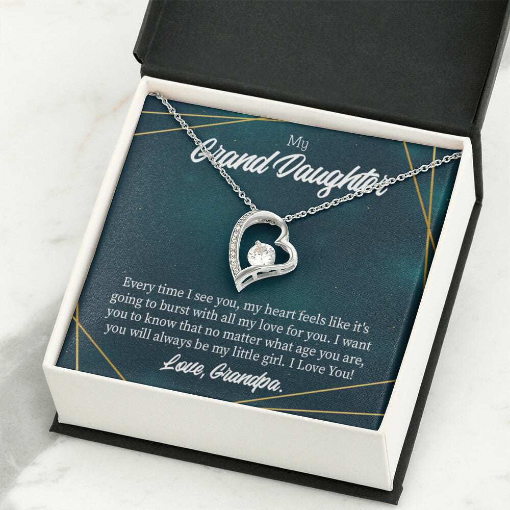To My Granddaughter My Little Girl Forever Necklace w Message Card-Express Your Love Gifts