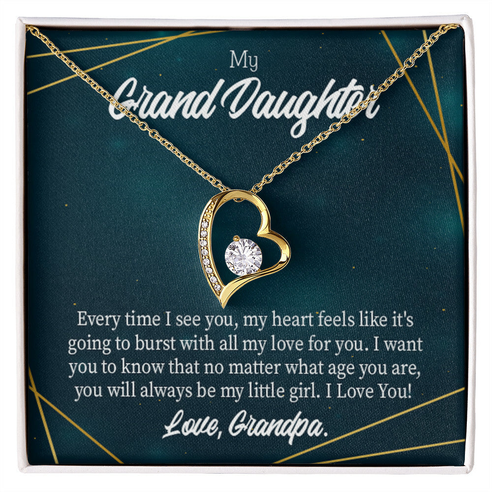 To My Granddaughter My Little Girl Forever Necklace w Message Card-Express Your Love Gifts