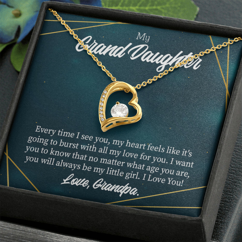 To My Granddaughter My Little Girl Forever Necklace w Message Card-Express Your Love Gifts