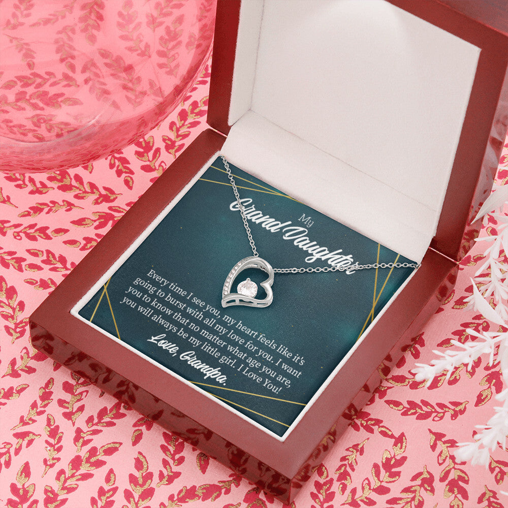 To My Granddaughter My Little Girl Forever Necklace w Message Card-Express Your Love Gifts