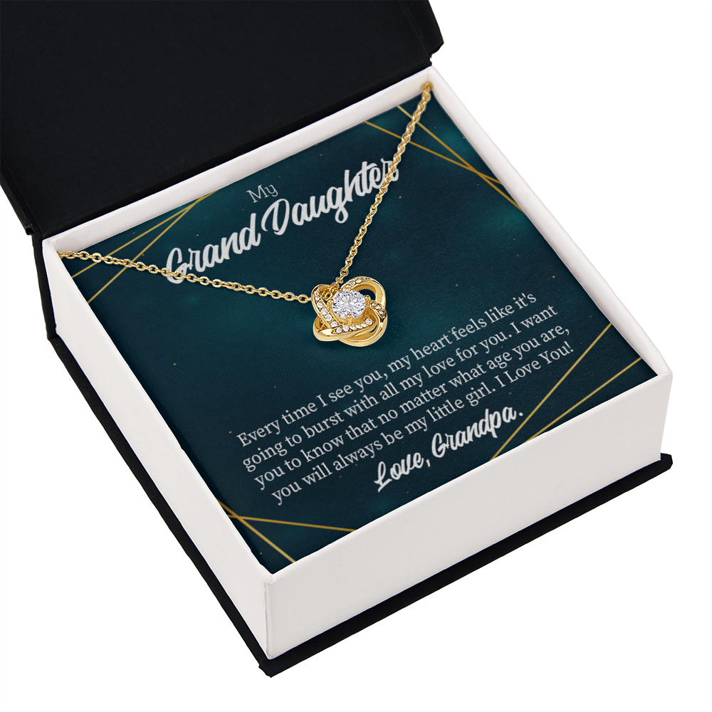 To My Granddaughter My Little Girl From Grandpa Infinity Knot Necklace Message Card-Express Your Love Gifts