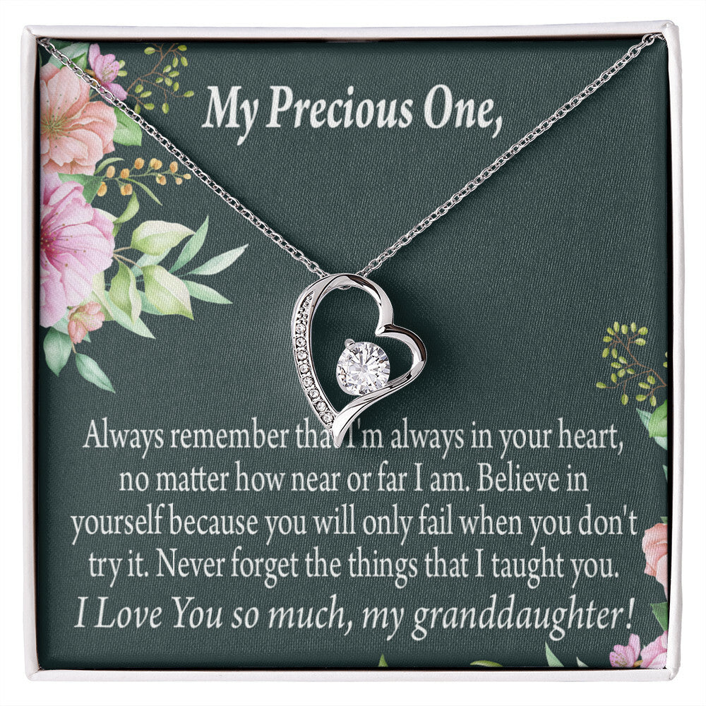 To My Granddaughter Never Forget Forever Necklace w Message Card-Express Your Love Gifts