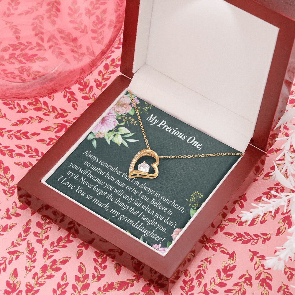 To My Granddaughter Never Forget Forever Necklace w Message Card-Express Your Love Gifts