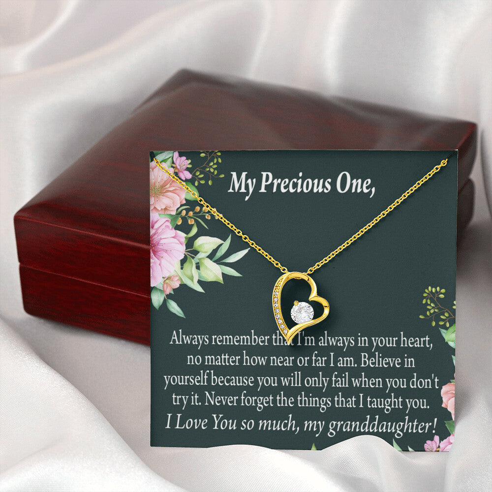 To My Granddaughter Never Forget Forever Necklace w Message Card-Express Your Love Gifts