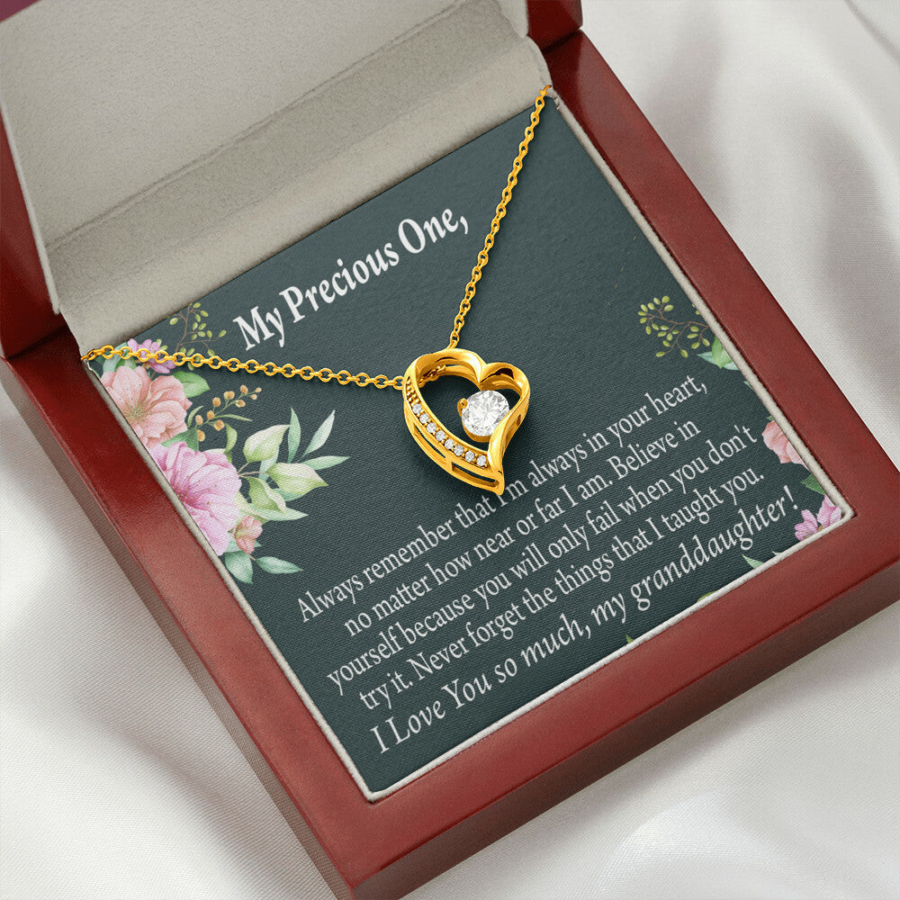To My Granddaughter Never Forget Forever Necklace w Message Card-Express Your Love Gifts