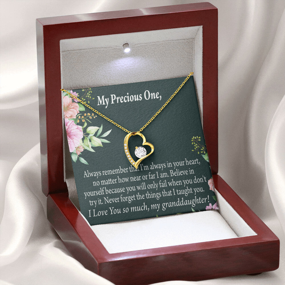 To My Granddaughter Never Forget Forever Necklace w Message Card-Express Your Love Gifts