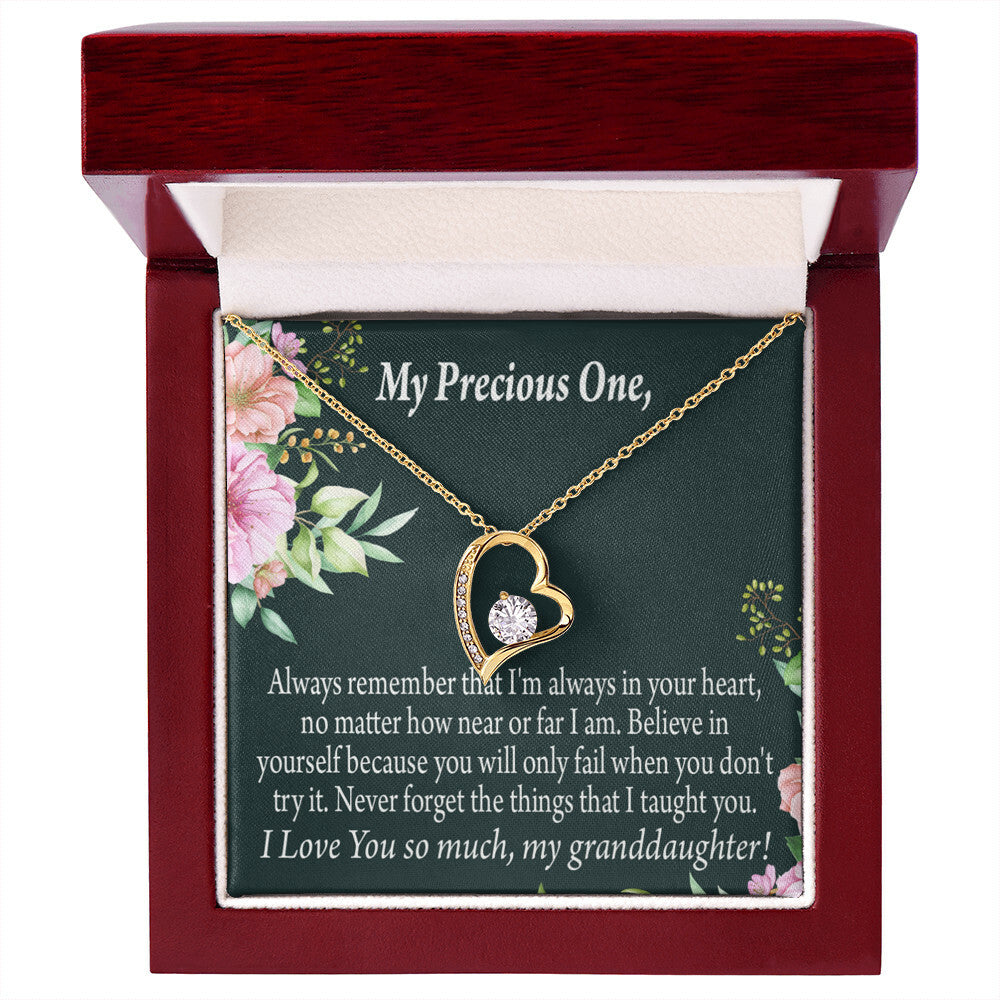 To My Granddaughter Never Forget Forever Necklace w Message Card-Express Your Love Gifts