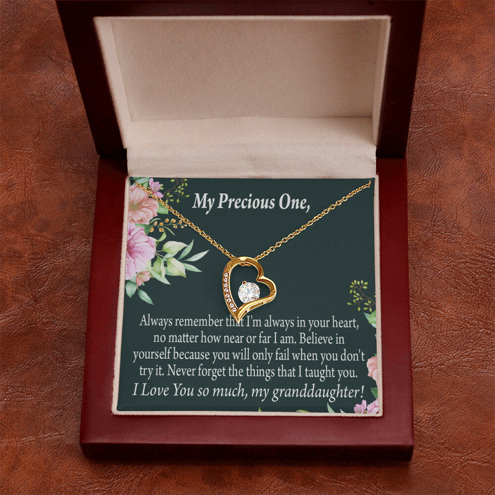 To My Granddaughter Never Forget Forever Necklace w Message Card-Express Your Love Gifts