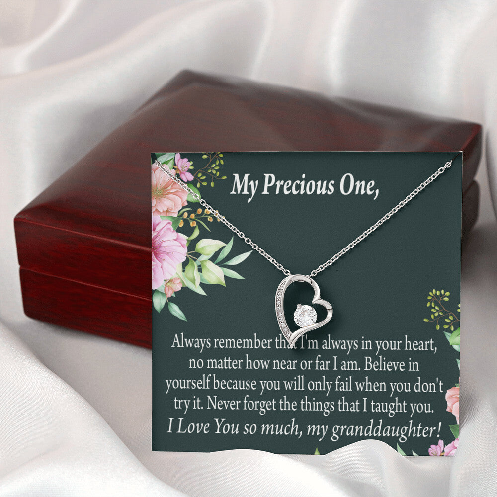 To My Granddaughter Never Forget Forever Necklace w Message Card-Express Your Love Gifts