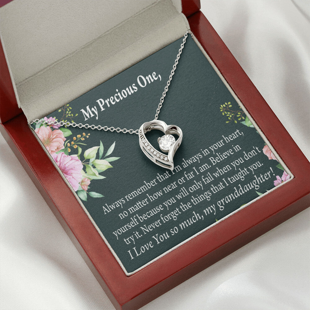 To My Granddaughter Never Forget Forever Necklace w Message Card-Express Your Love Gifts