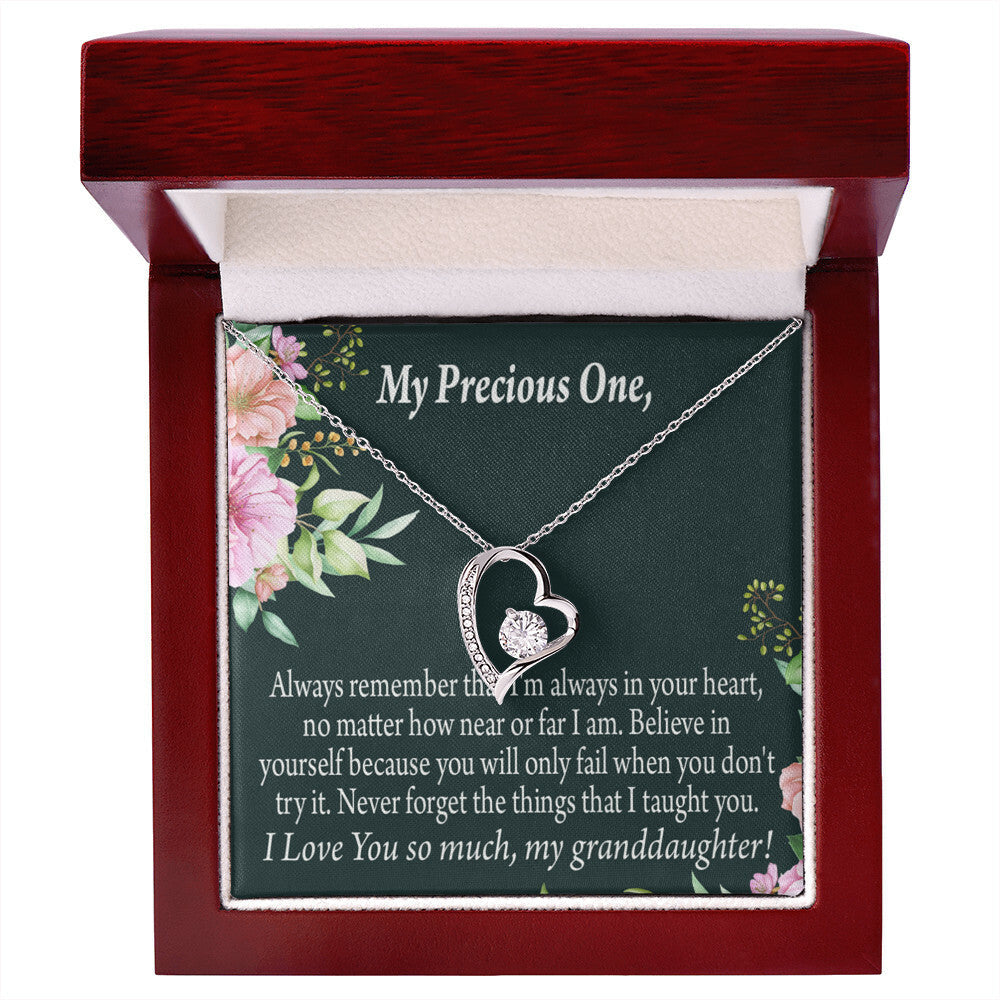To My Granddaughter Never Forget Forever Necklace w Message Card-Express Your Love Gifts