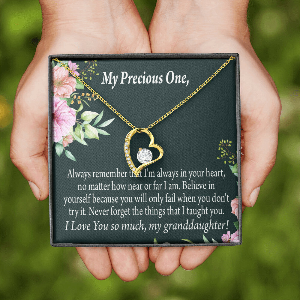 To My Granddaughter Never Forget Forever Necklace w Message Card-Express Your Love Gifts