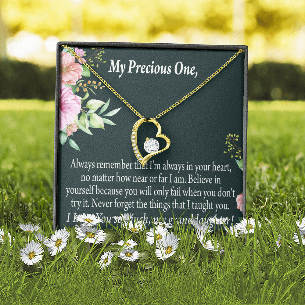 To My Granddaughter Never Forget Forever Necklace w Message Card-Express Your Love Gifts