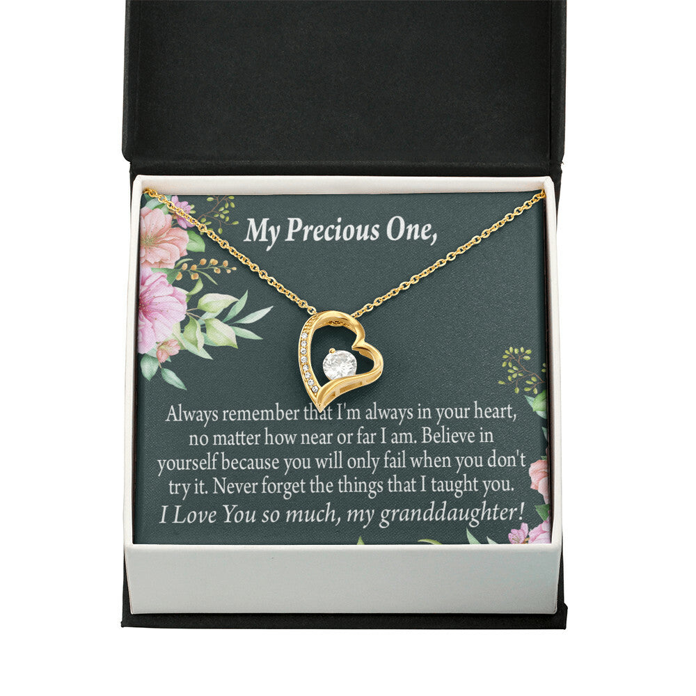 To My Granddaughter Never Forget Forever Necklace w Message Card-Express Your Love Gifts