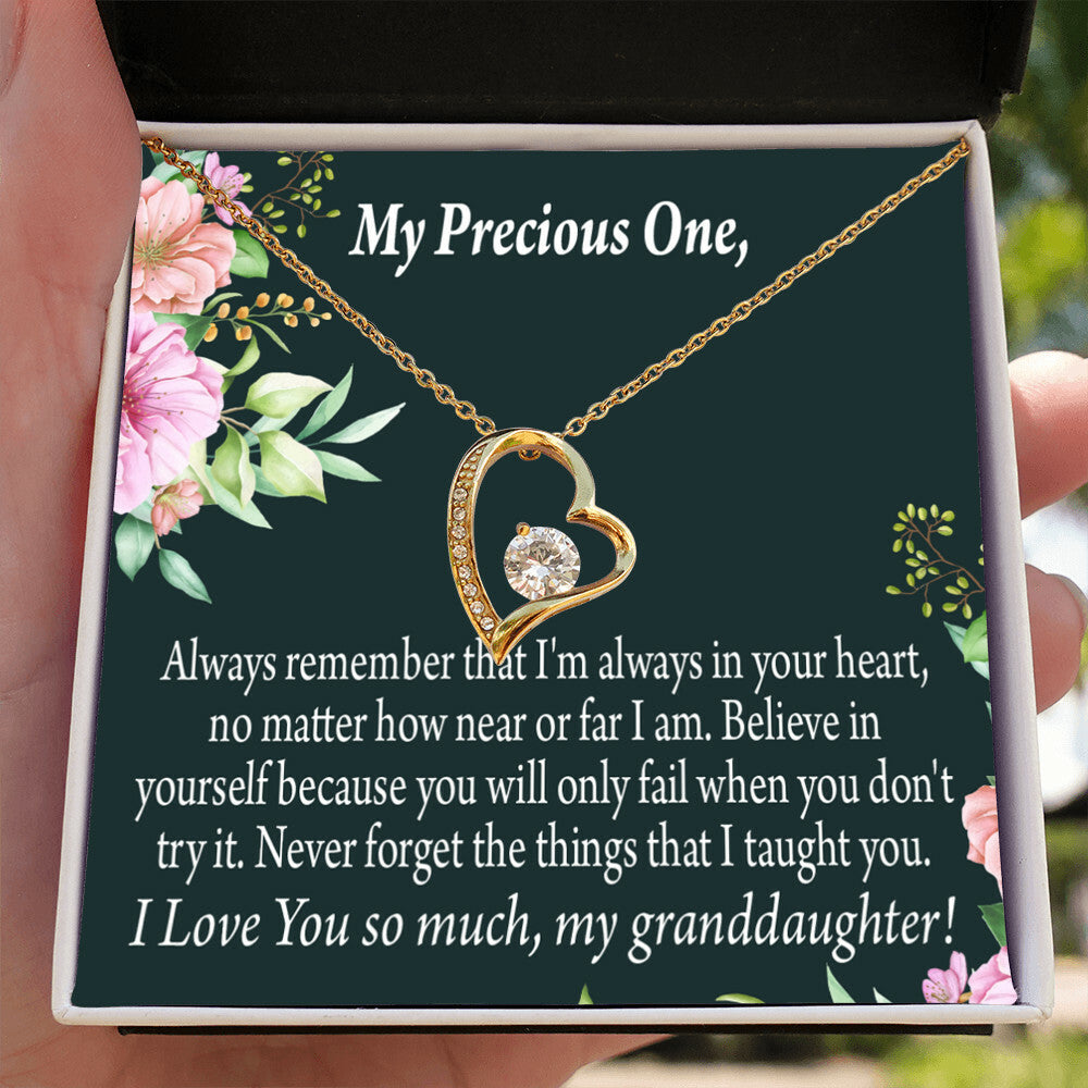 To My Granddaughter Never Forget Forever Necklace w Message Card-Express Your Love Gifts