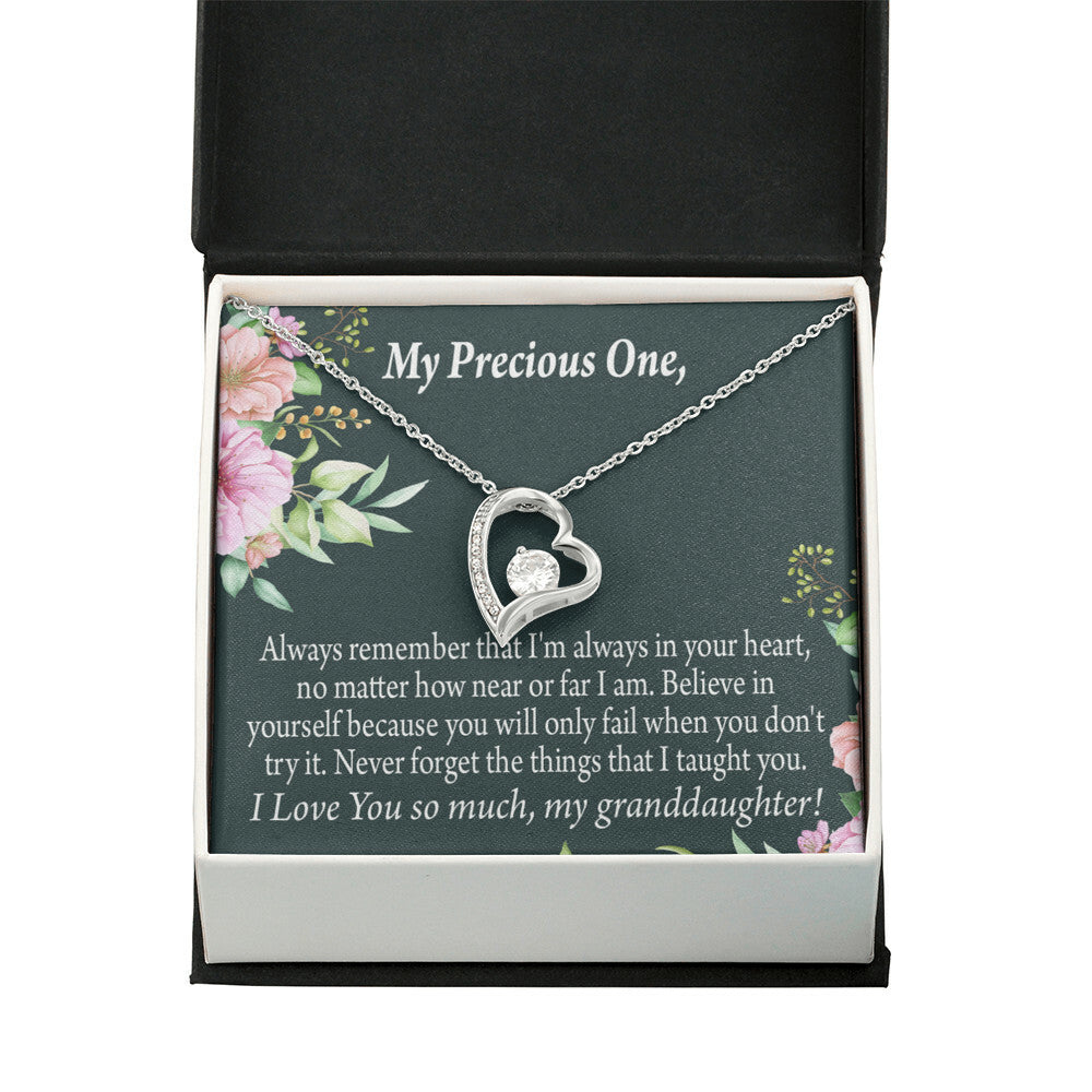 To My Granddaughter Never Forget Forever Necklace w Message Card-Express Your Love Gifts
