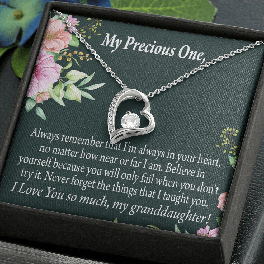 To My Granddaughter Never Forget Forever Necklace w Message Card-Express Your Love Gifts