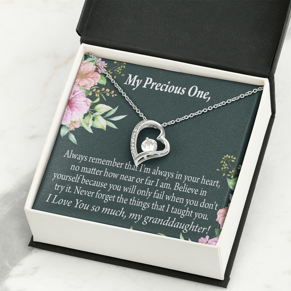 To My Granddaughter Never Forget Forever Necklace w Message Card-Express Your Love Gifts