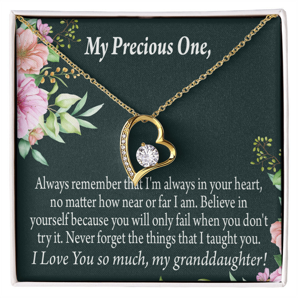 To My Granddaughter Never Forget Forever Necklace w Message Card-Express Your Love Gifts