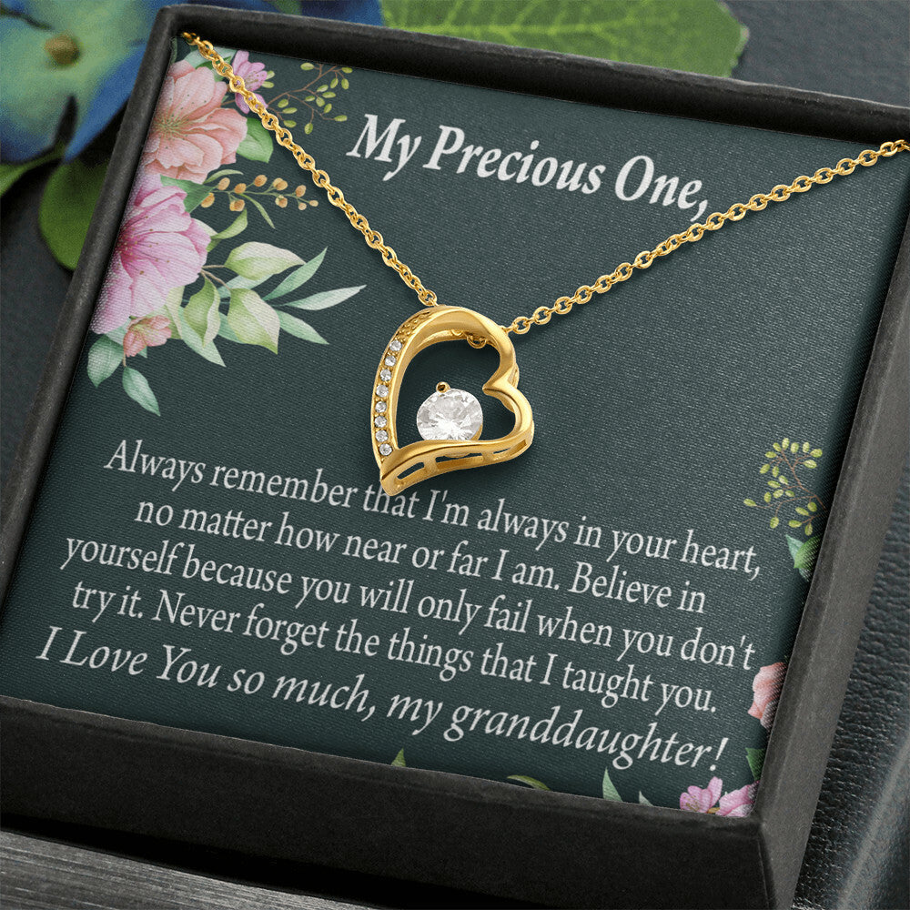 To My Granddaughter Never Forget Forever Necklace w Message Card-Express Your Love Gifts