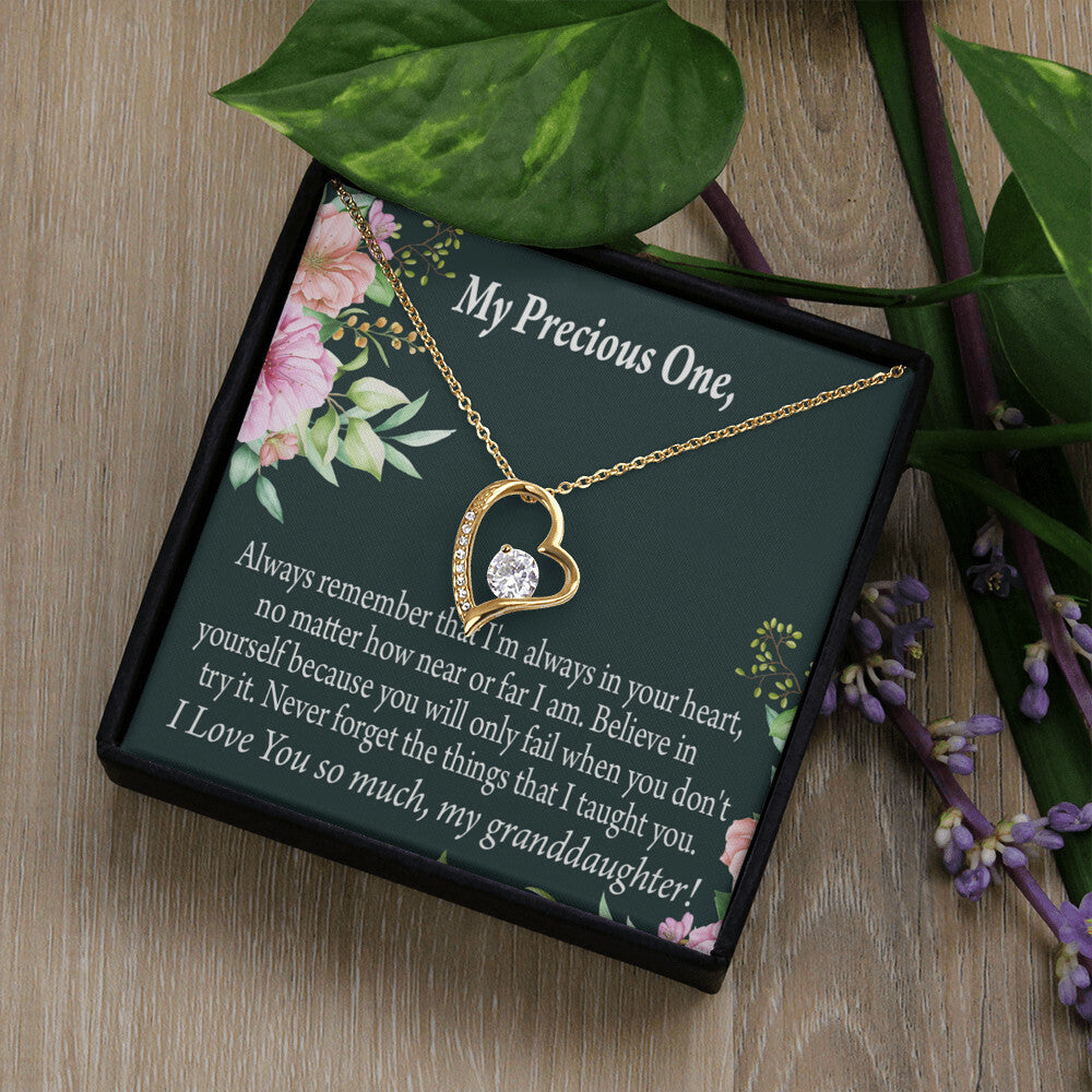 To My Granddaughter Never Forget Forever Necklace w Message Card-Express Your Love Gifts