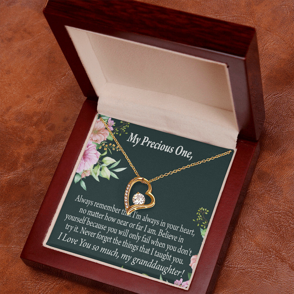 To My Granddaughter Never Forget Forever Necklace w Message Card-Express Your Love Gifts