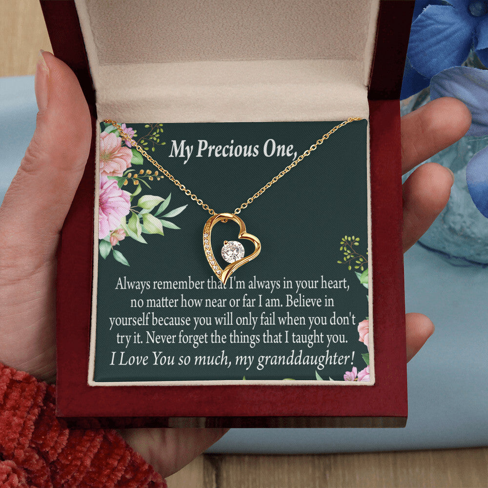 To My Granddaughter Never Forget Forever Necklace w Message Card-Express Your Love Gifts