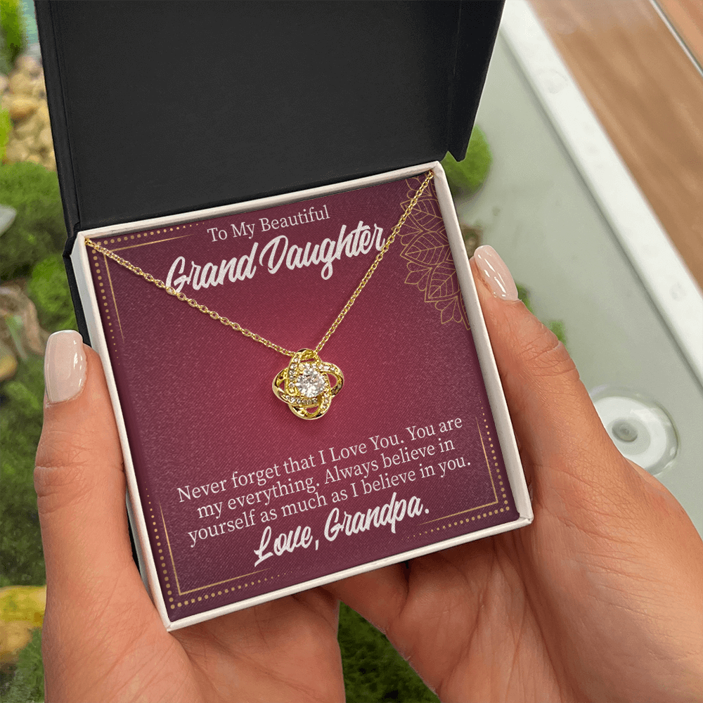 To My Granddaughter Never Forget From Grandpa Infinity Knot Necklace Message Card-Express Your Love Gifts