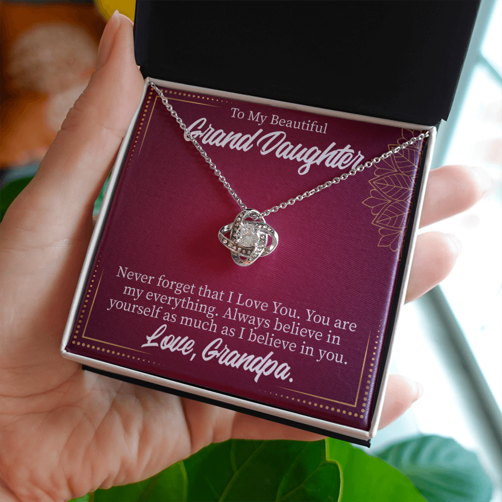 To My Granddaughter Never Forget From Grandpa Infinity Knot Necklace Message Card-Express Your Love Gifts