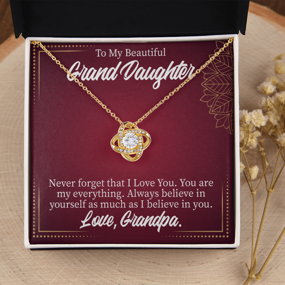 To My Granddaughter Never Forget From Grandpa Infinity Knot Necklace Message Card-Express Your Love Gifts