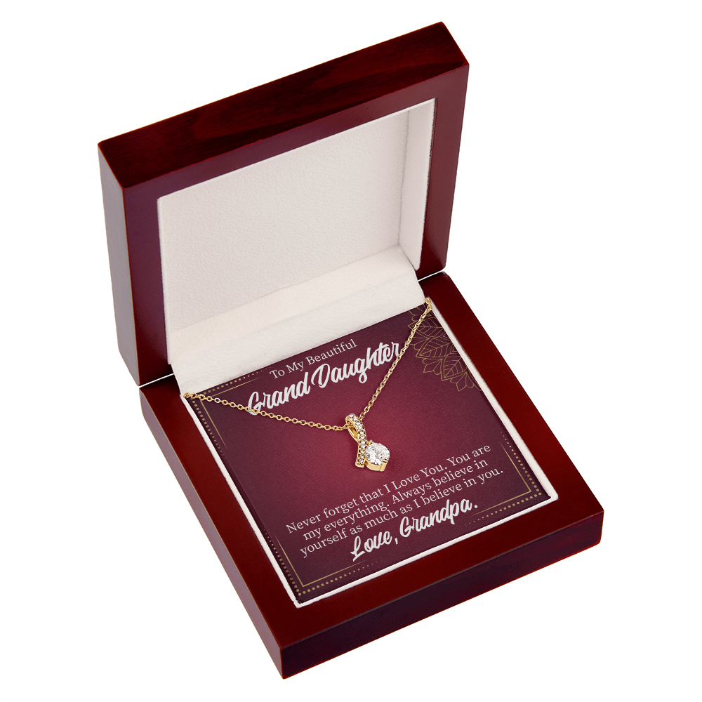 To My Granddaughter Never Forget Grandpa Alluring Ribbon Necklace Message Card-Express Your Love Gifts