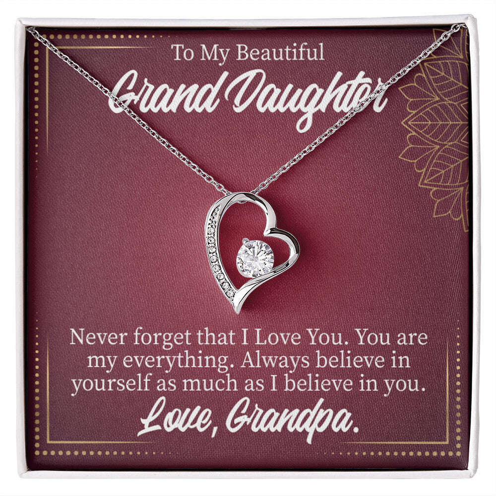 To My Granddaughter Never Forget Grandpa Forever Necklace w Message Card-Express Your Love Gifts