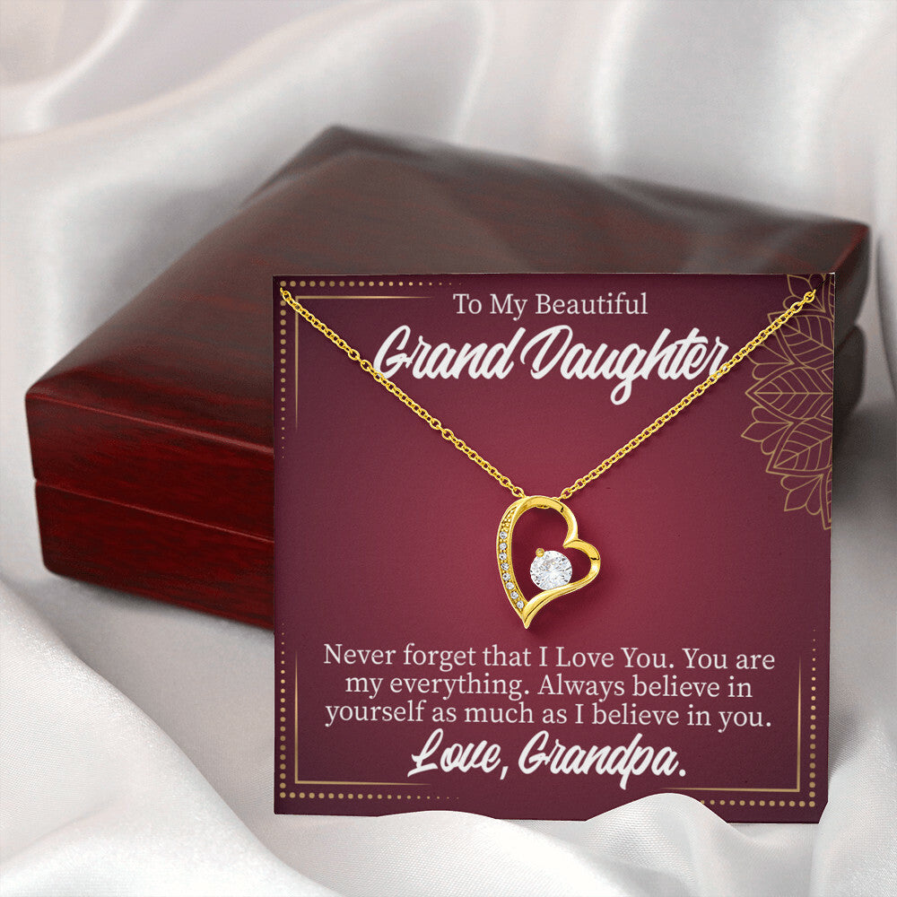 To My Granddaughter Never Forget Grandpa Forever Necklace w Message Card-Express Your Love Gifts