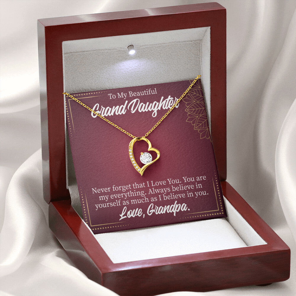 To My Granddaughter Never Forget Grandpa Forever Necklace w Message Card-Express Your Love Gifts
