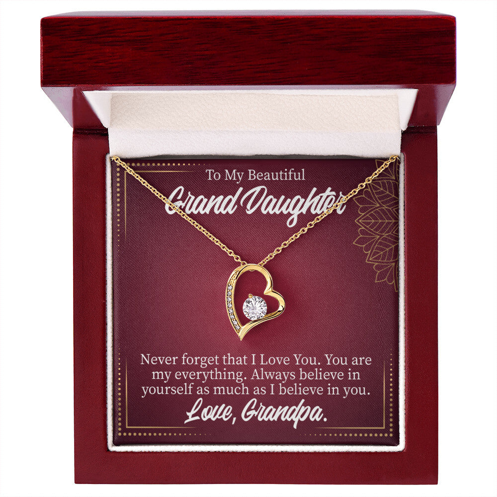 To My Granddaughter Never Forget Grandpa Forever Necklace w Message Card-Express Your Love Gifts