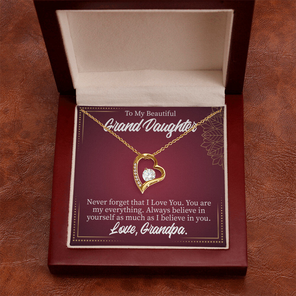 To My Granddaughter Never Forget Grandpa Forever Necklace w Message Card-Express Your Love Gifts