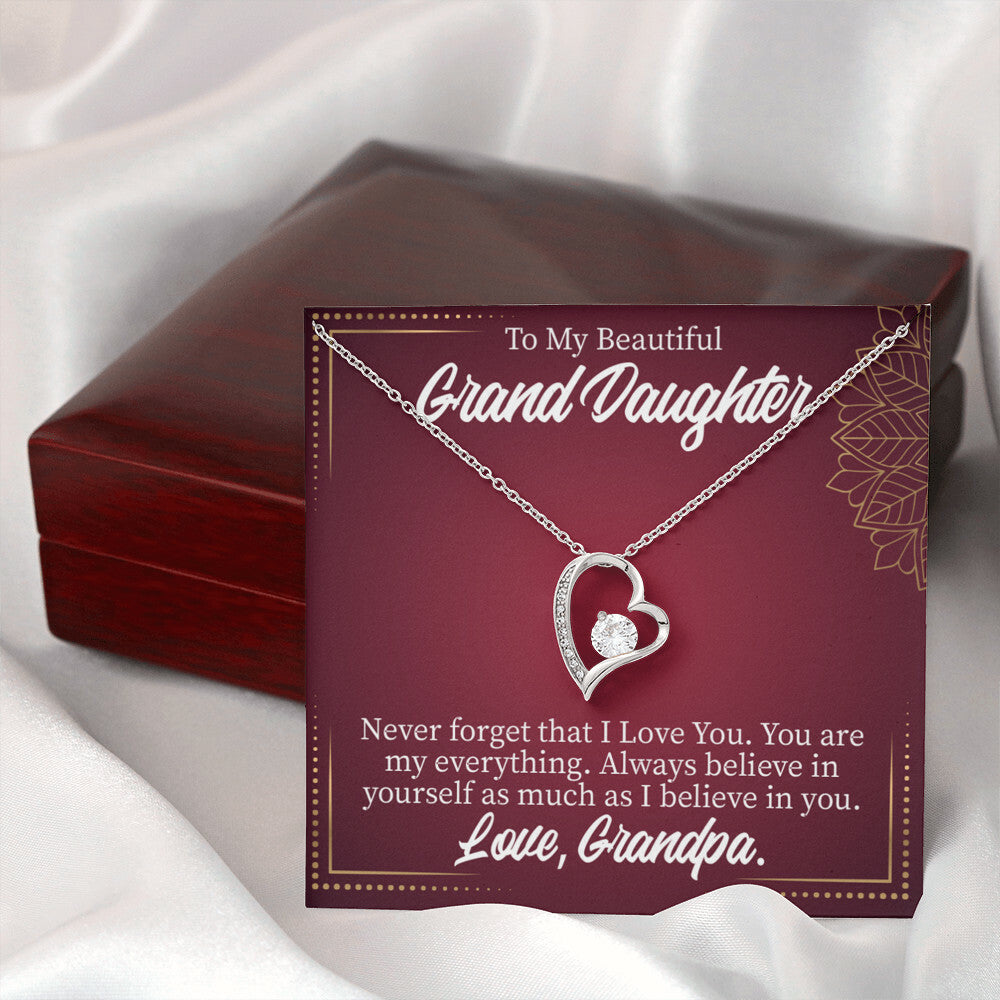 To My Granddaughter Never Forget Grandpa Forever Necklace w Message Card-Express Your Love Gifts