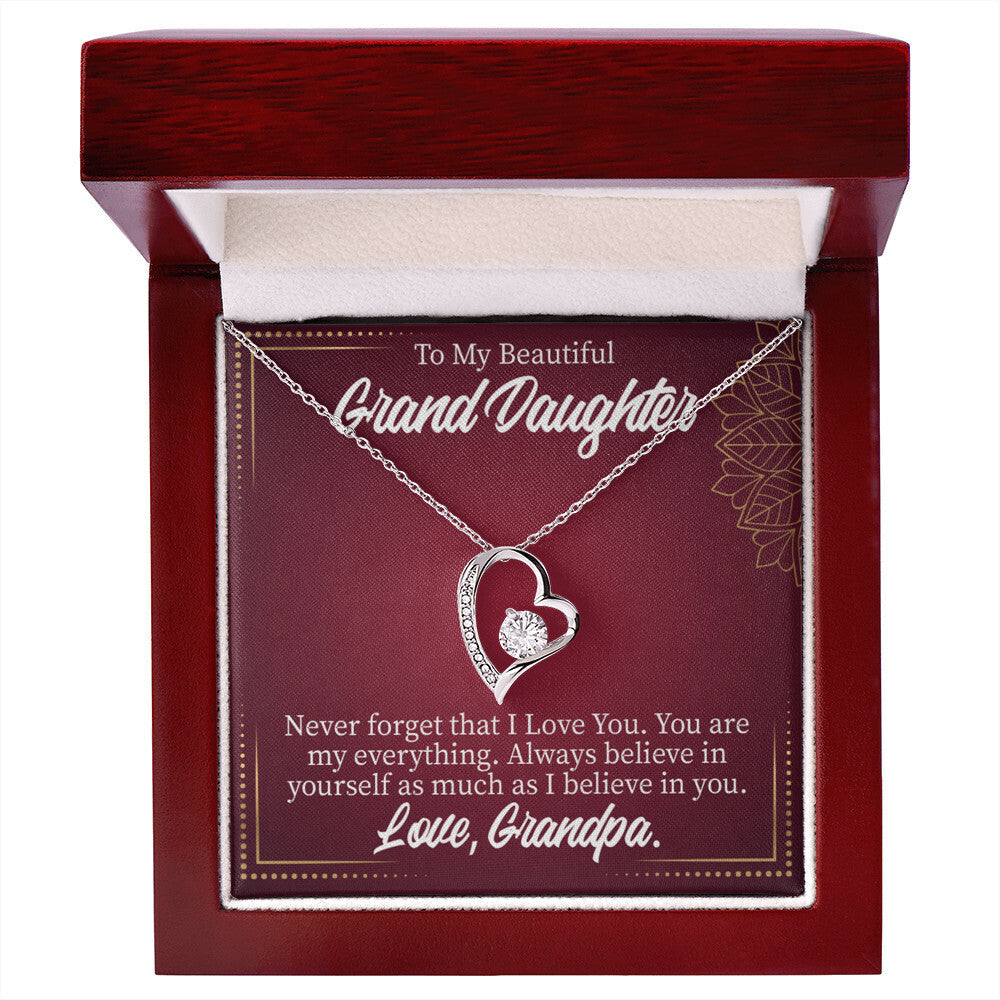 To My Granddaughter Never Forget Grandpa Forever Necklace w Message Card-Express Your Love Gifts