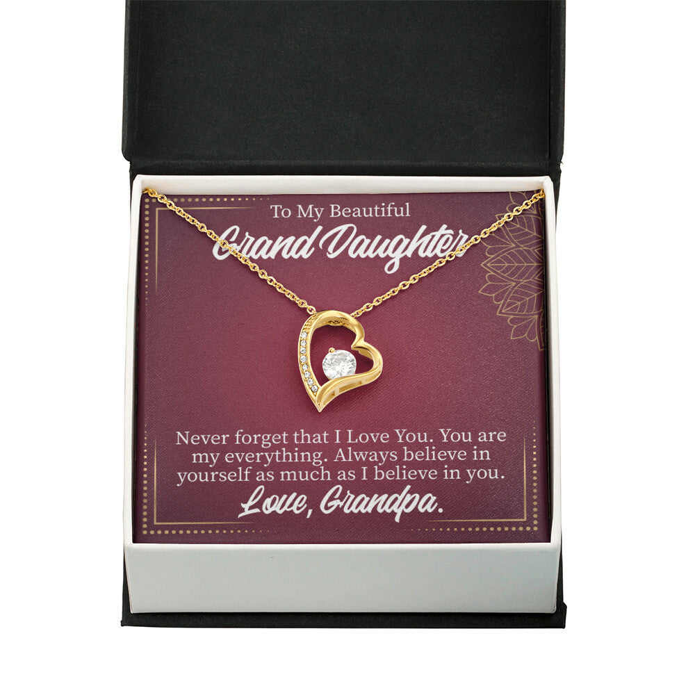 To My Granddaughter Never Forget Grandpa Forever Necklace w Message Card-Express Your Love Gifts