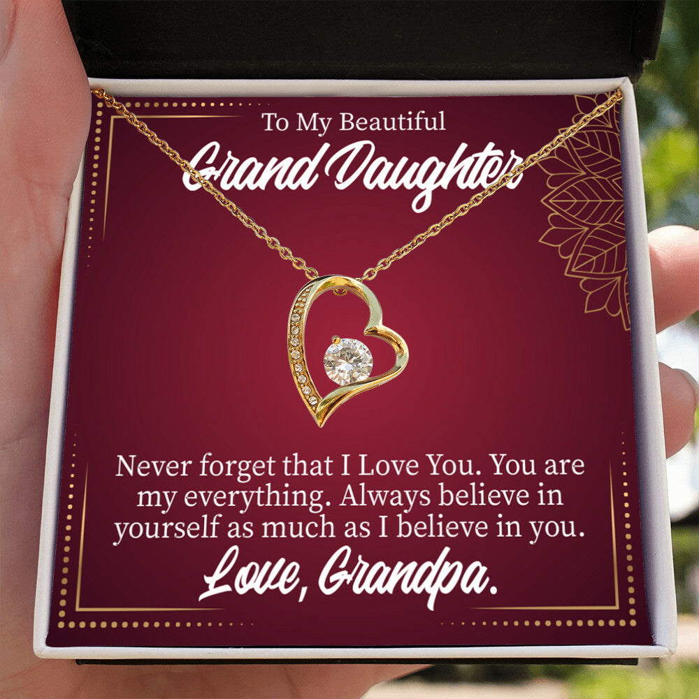 To My Granddaughter Never Forget Grandpa Forever Necklace w Message Card-Express Your Love Gifts