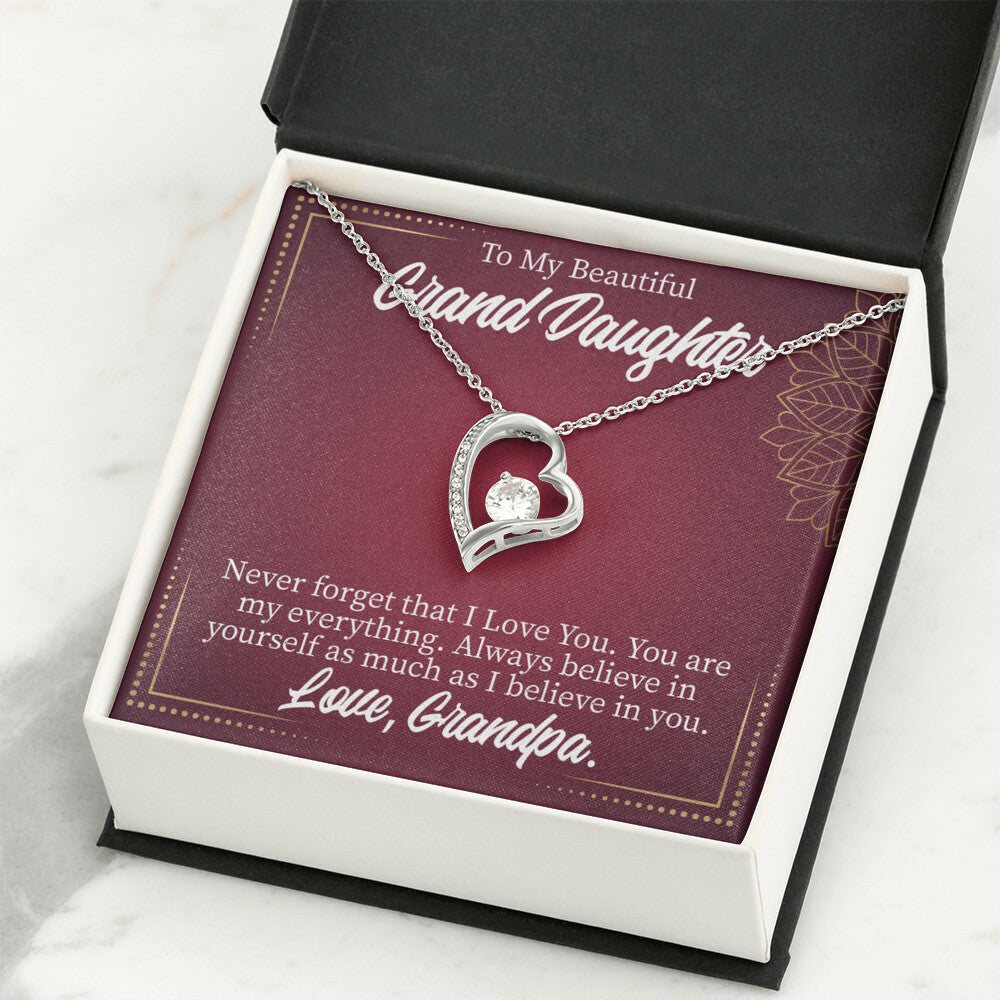 To My Granddaughter Never Forget Grandpa Forever Necklace w Message Card-Express Your Love Gifts