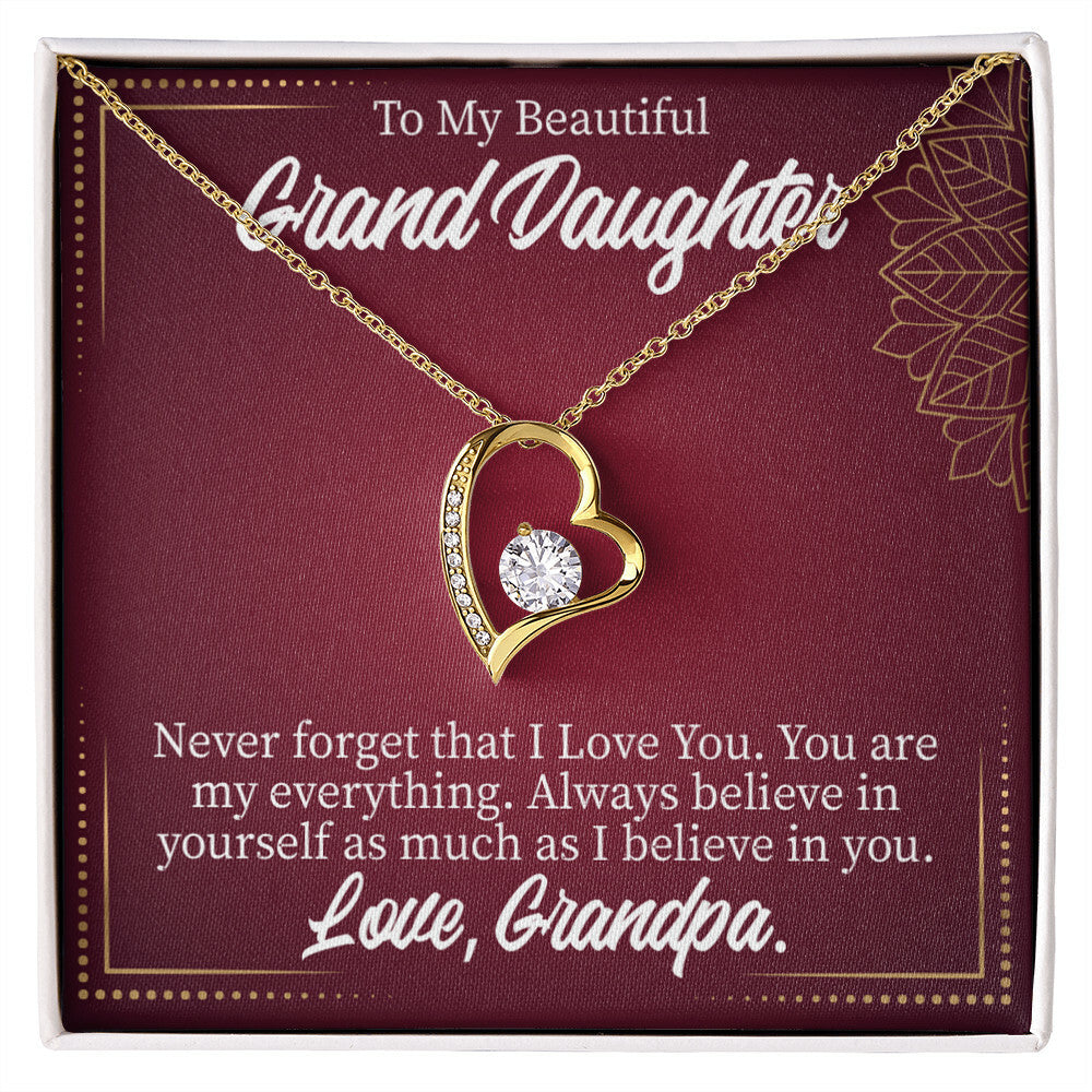 To My Granddaughter Never Forget Grandpa Forever Necklace w Message Card-Express Your Love Gifts